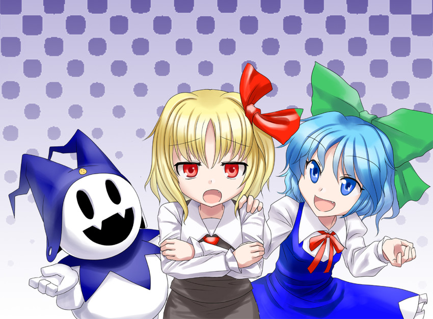 cirno, rumia, and jack frost (touhou and 1 more) drawn by araki_(qbthgry)