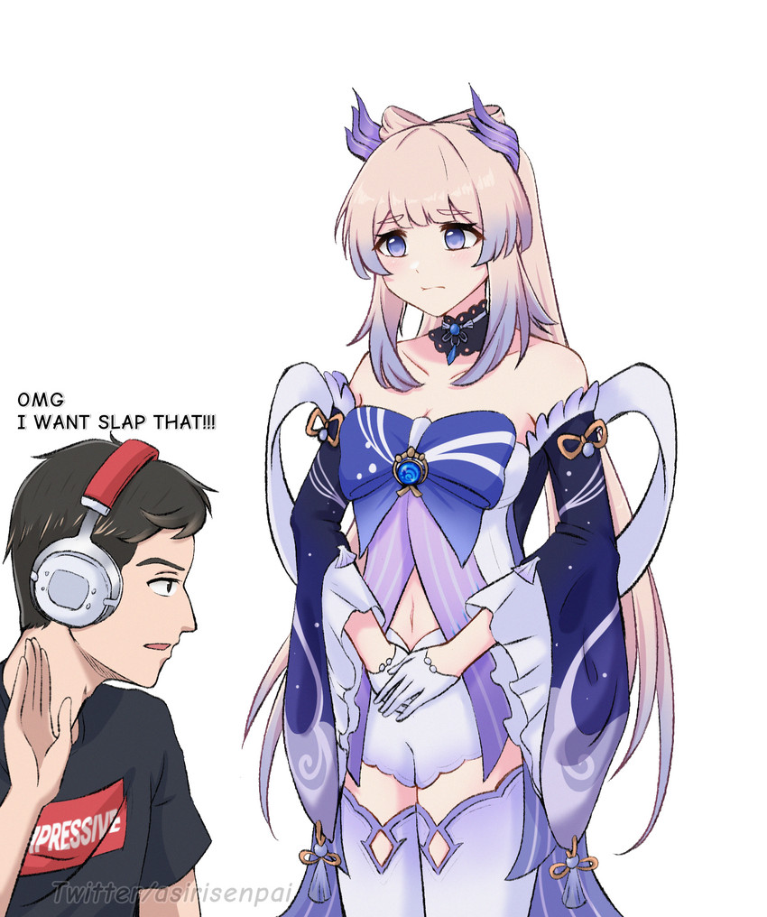sangonomiya kokomi and davie504 (genshin impact and 1 more) drawn by asiri_senpai