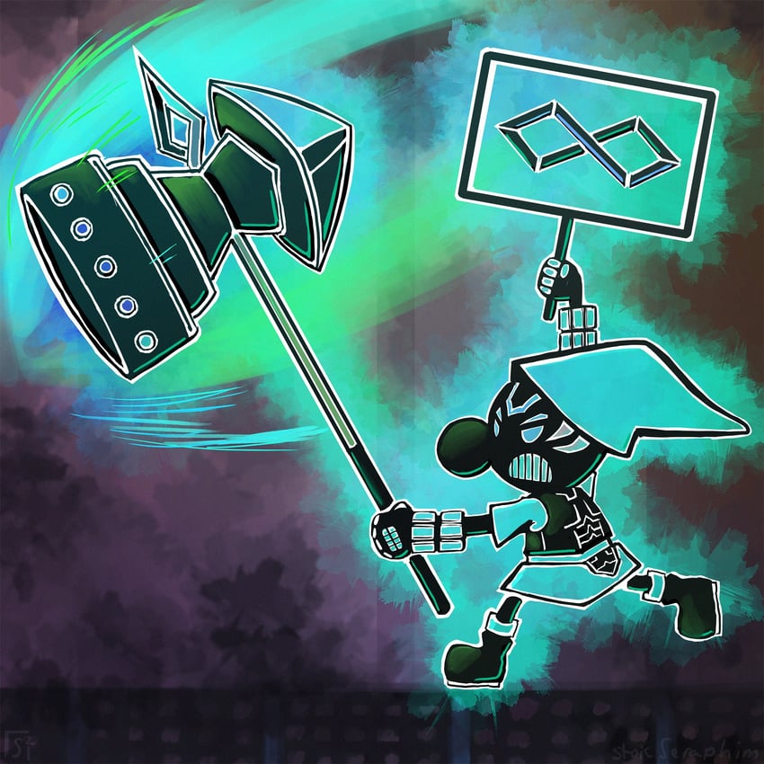 fierce deity and mr. game & watch (the legend of zelda and 3 more) drawn by stoic_seraphim