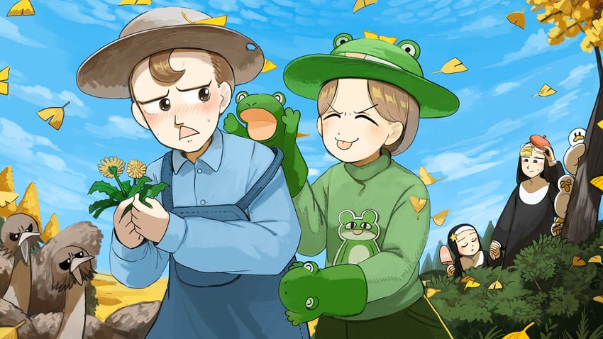 star nun, spicy nun's mother, froggy nun's father, and froggy nun's mother (little nuns) drawn by diva_(hyxpk)