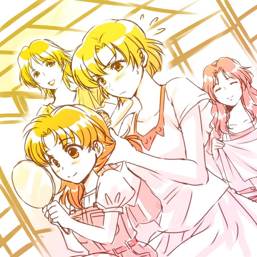 toomi maya, hino miwa, toomi chizuru, and toomi yumiko (soukyuu no fafner) drawn by takenoko_(flamingo_garden)