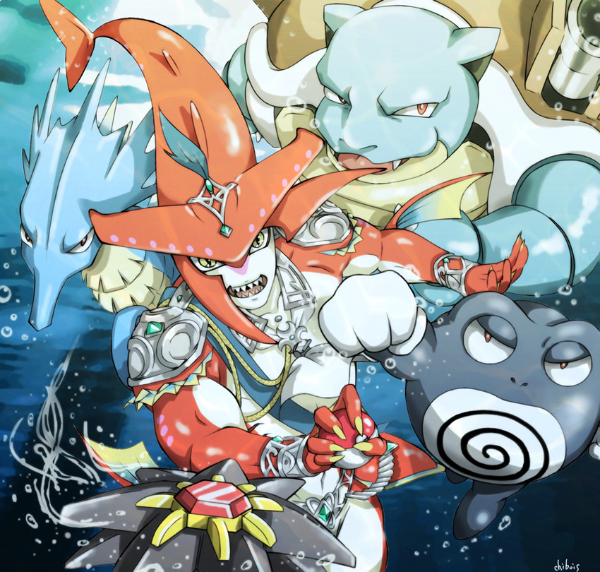 blastoise, sidon, starmie, poliwrath, and seadra (pokemon and 4 more) drawn by mochi=goume_kakka