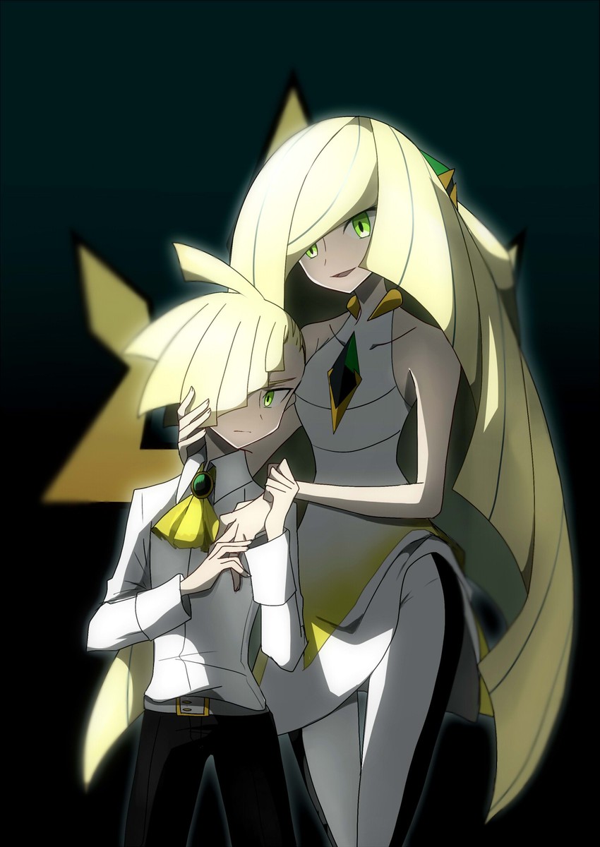 lusamine and gladion (pokemon and 1 more) drawn by kuroi_paseri