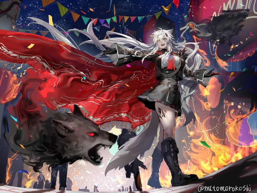 lappland, lappland the decadenza, and zaaro (arknights) drawn by mutomorokoshi