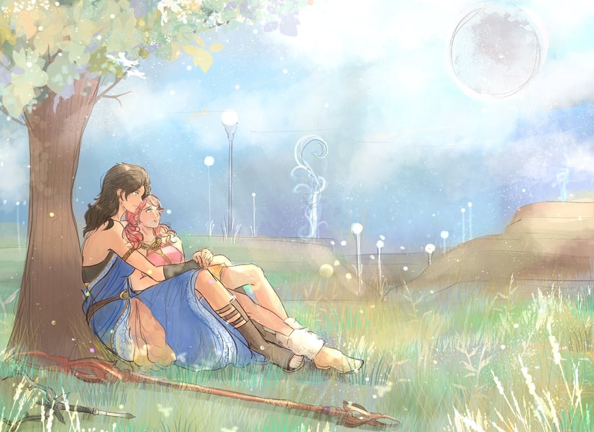 oerba dia vanille and oerba yun fang (final fantasy and 1 more) drawn by papermint_tea
