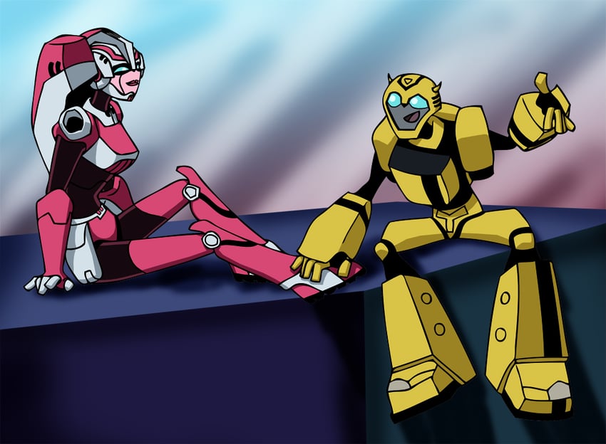 arcee and bumblebee (transformers and 1 more) drawn by mystryl-shada