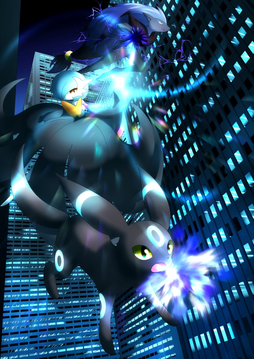 gardevoir, umbreon, mega gardevoir, and zoroark (pokemon) drawn by higunjun