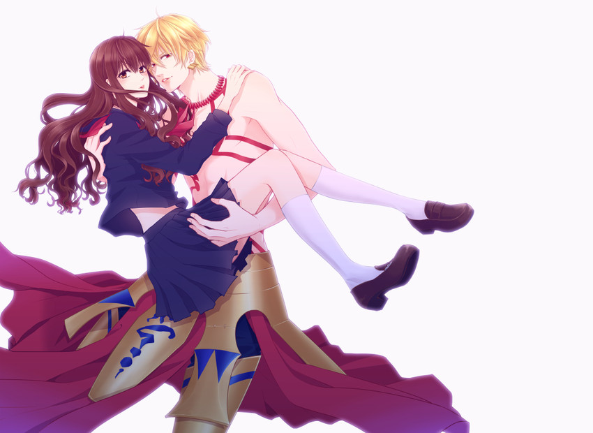 gilgamesh and kishinami hakuno (fate and 2 more) drawn by rabio321