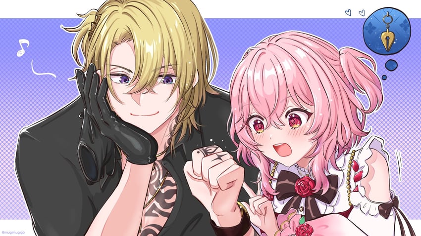 rosemi lovelock and luca kaneshiro (nijisanji and 1 more) drawn by mugimugigo
