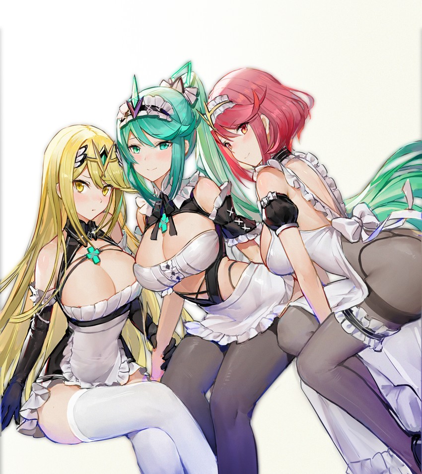 pyra, mythra, and pneuma (xenoblade chronicles and 1 more) drawn by mo_xiaoxue