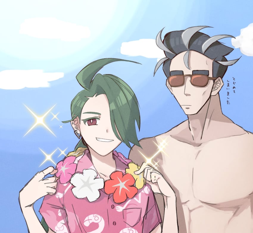 rika and larry (pokemon and 2 more) drawn by basashioec