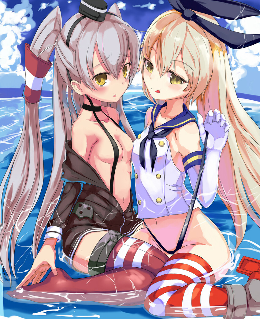 shimakaze and amatsukaze (kantai collection) drawn by nigouu