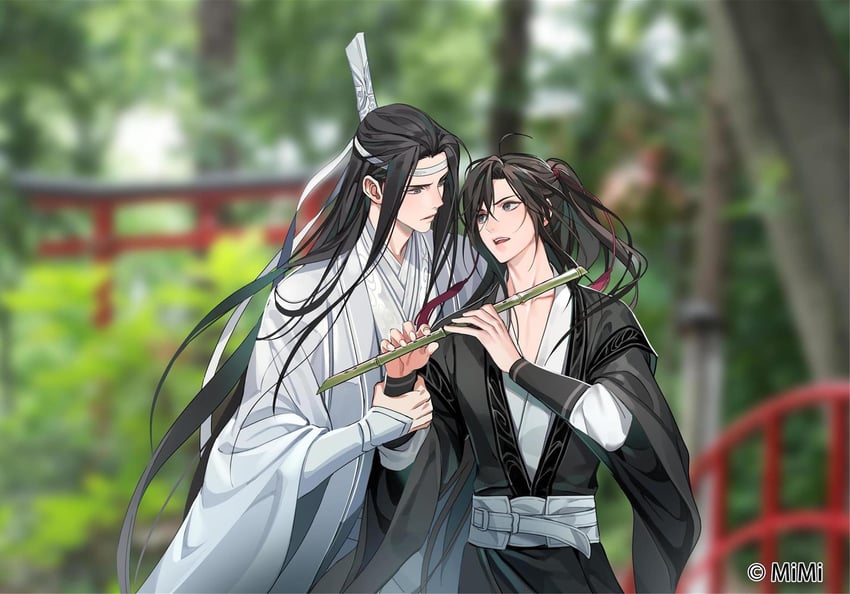 wei wuxian and lan wangji (modao zushi) drawn by gearous