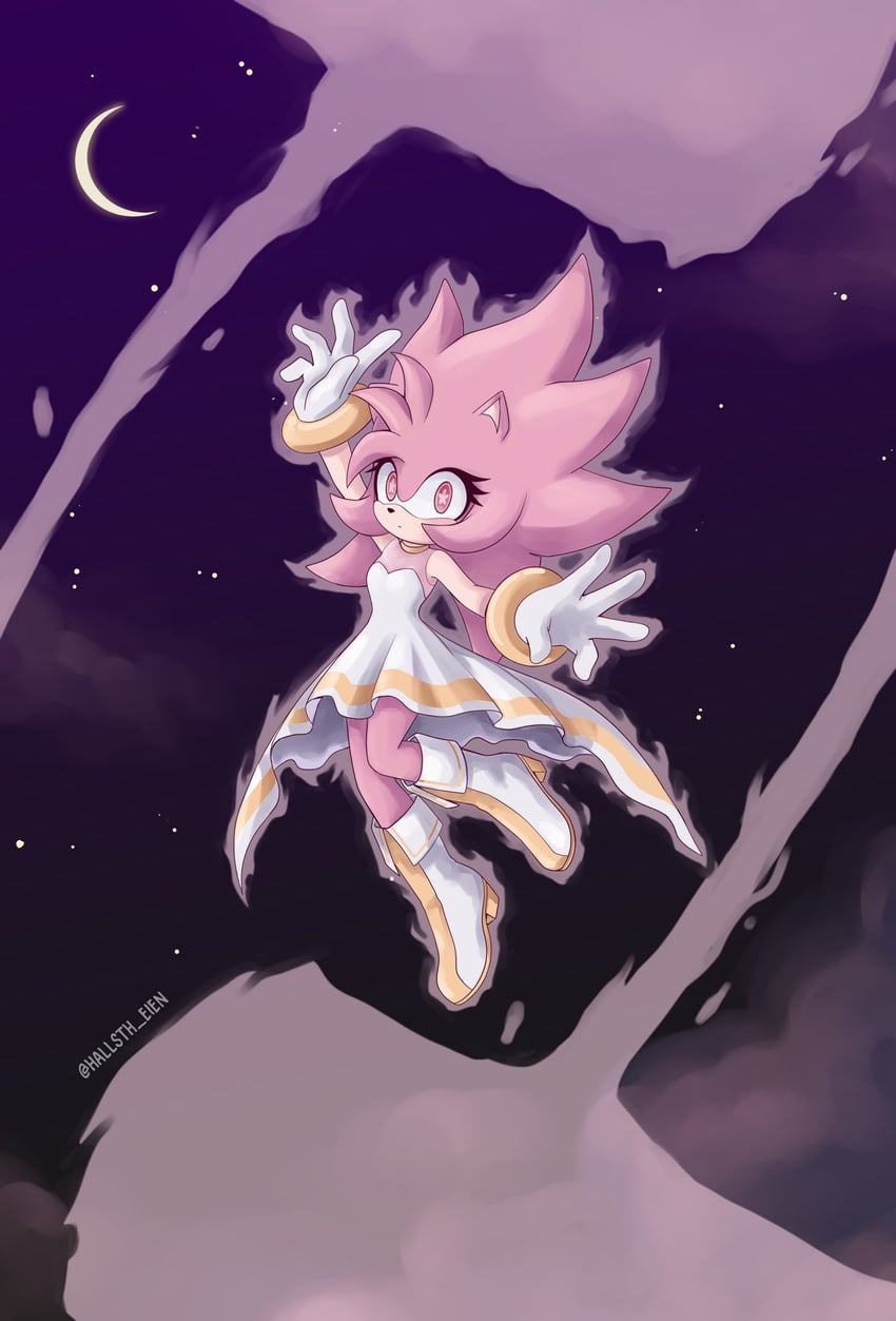 amy rose and super amy rose (sonic) drawn by hallsth-eien