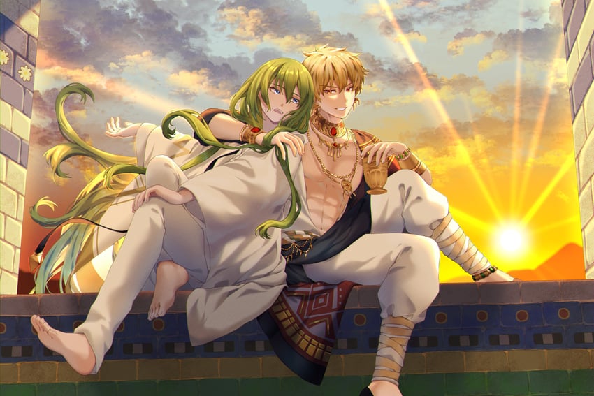 gilgamesh and enkidu (fate and 3 more) drawn by kac61010