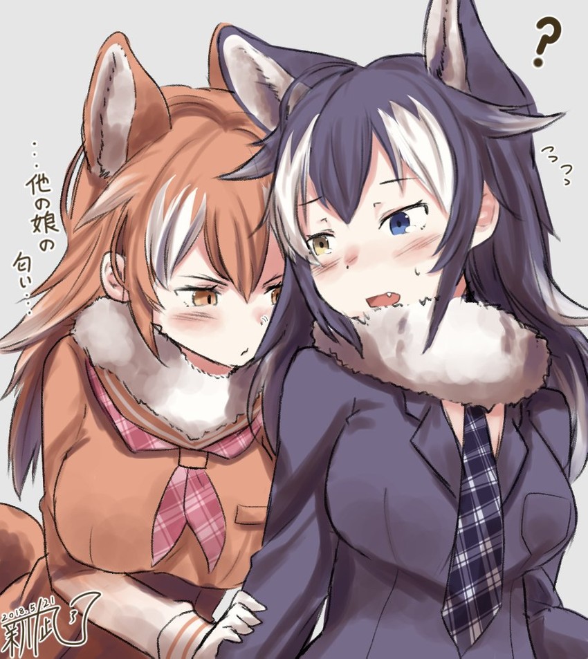 grey wolf and japanese wolf (kemono friends) drawn by arng_35
