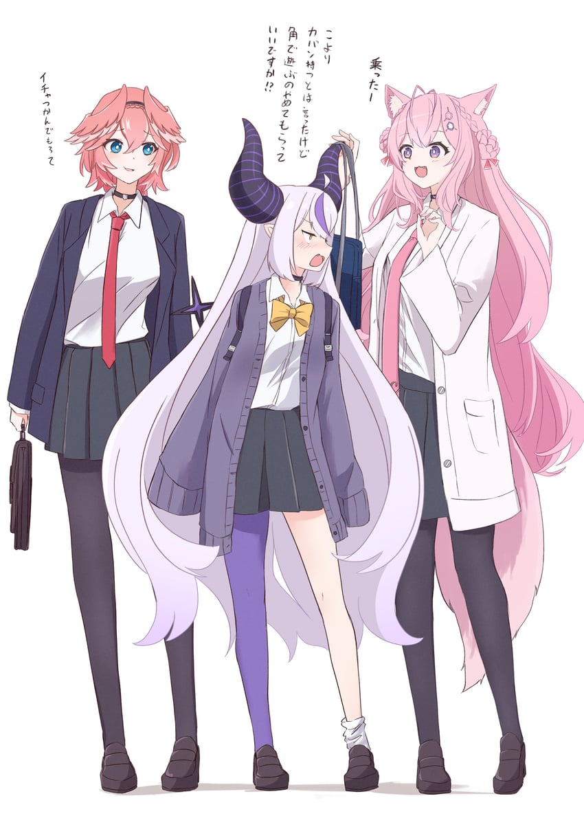 la+ darknesss, hakui koyori, and takane lui (hololive) drawn by chamomile_(kazumasa)