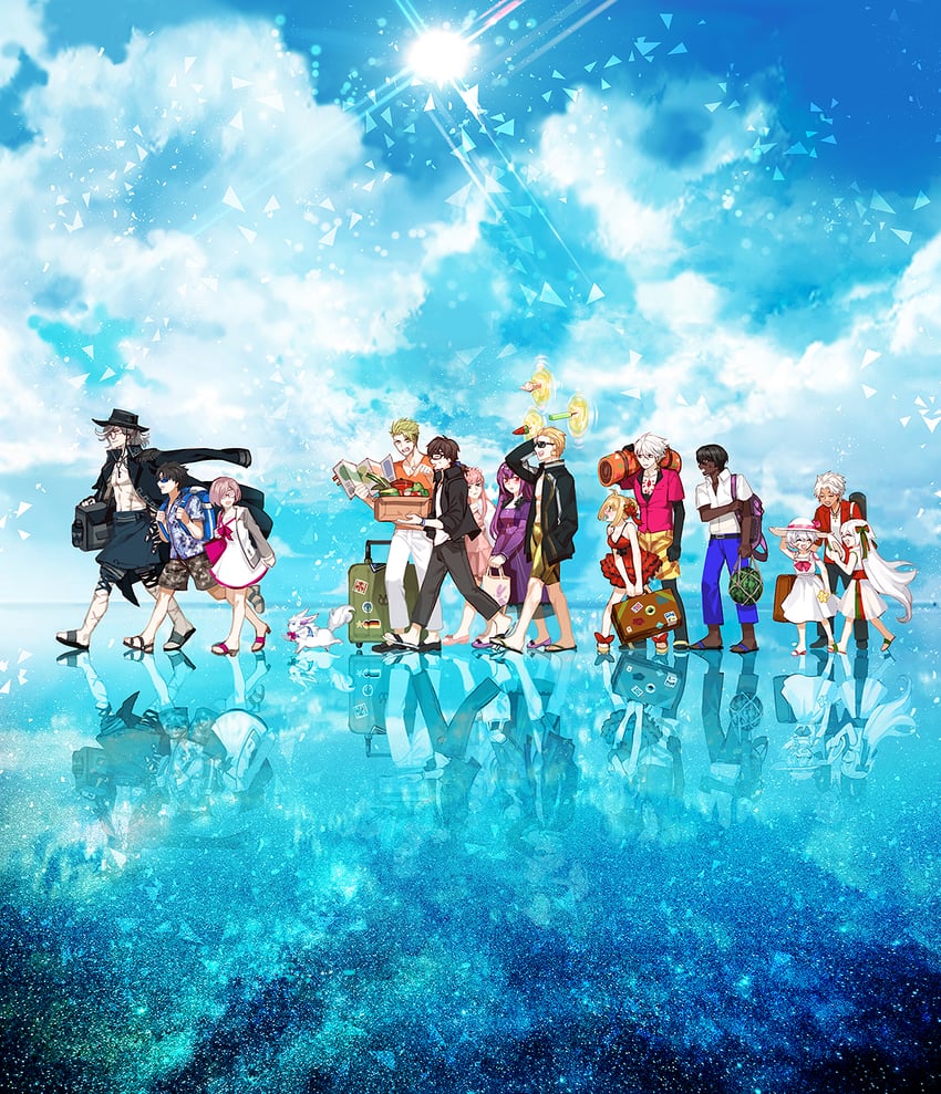 mash kyrielight, fujimaru ritsuka, nero claudius, scathach, gilgamesh, and 11 more (fate and 1 more) drawn by choebab