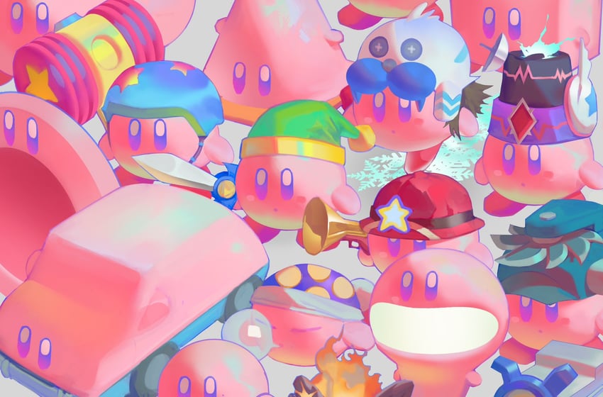 kirby, sword kirby, sleep kirby, ice kirby, car mouth, and 11 more (kirby) drawn by hieumay