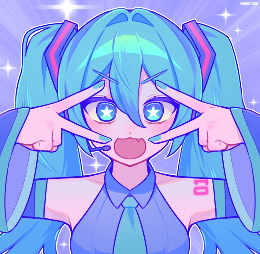 hatsune miku (vocaloid and 1 more) drawn by bamg00n