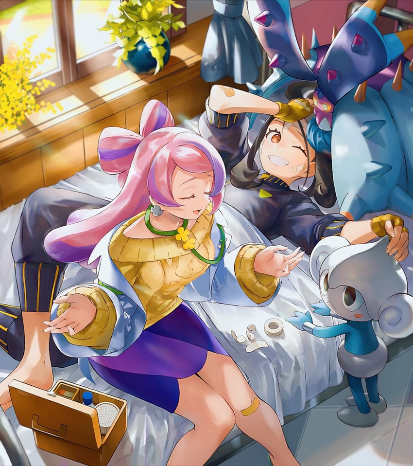 miriam, dendra, meditite, and toxapex (pokemon and 1 more) drawn by orange_mikan