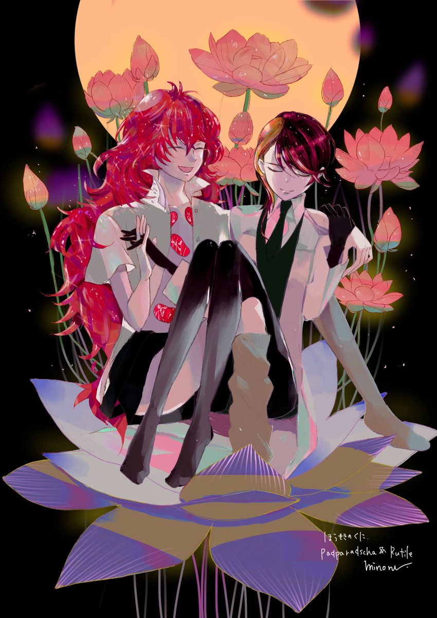 padparadscha and rutile (houseki no kuni) drawn by minorun_(kurome)