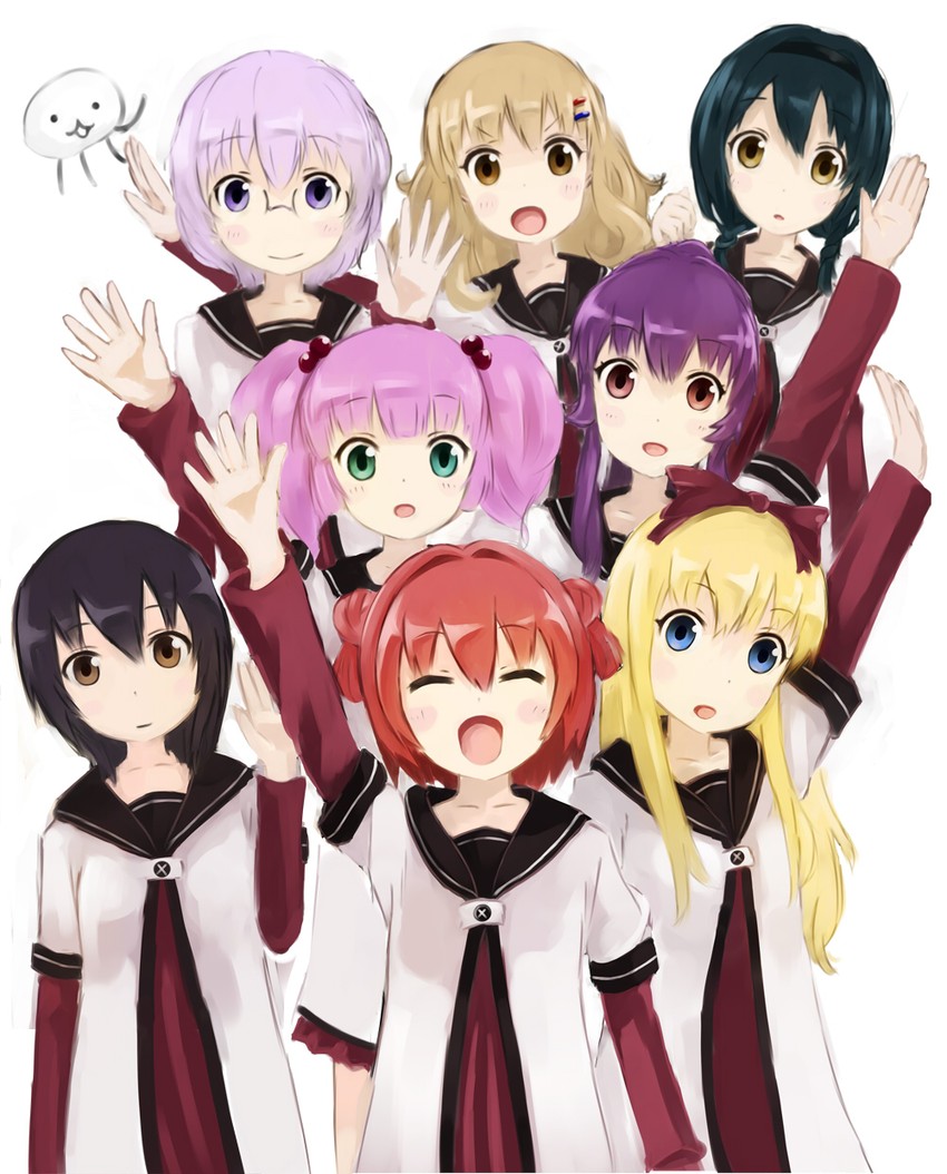 toshinou kyouko, akaza akari, funami yui, yoshikawa chinatsu, oomuro sakurako, and 3 more (yuruyuri) drawn by saitou_(uzizane)