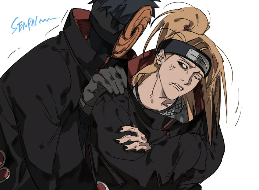 uchiha obito, deidara, and tobi (naruto and 1 more) drawn by dong2taku