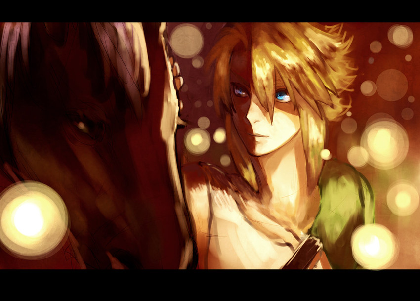 link and epona (the legend of zelda and 1 more) drawn by kokutan_kitsunen
