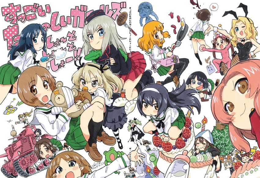 nishizumi miho, itsumi erika, anchovy, akiyama yukari, takebe saori, and 17 more (girls und panzer and 1 more) drawn by fanta_(the_banana_pistols)
