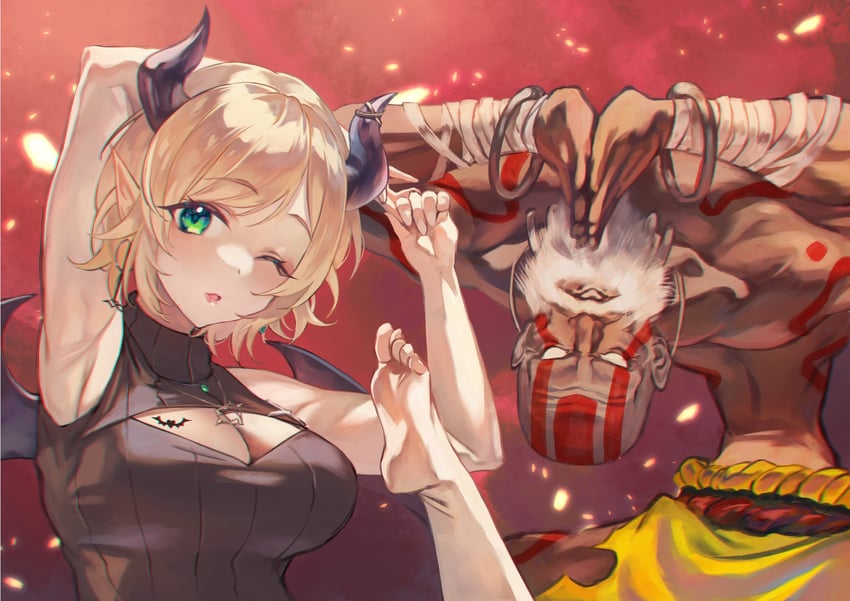yuzuki choco and dhalsim (hololive and 2 more) drawn by otsudou