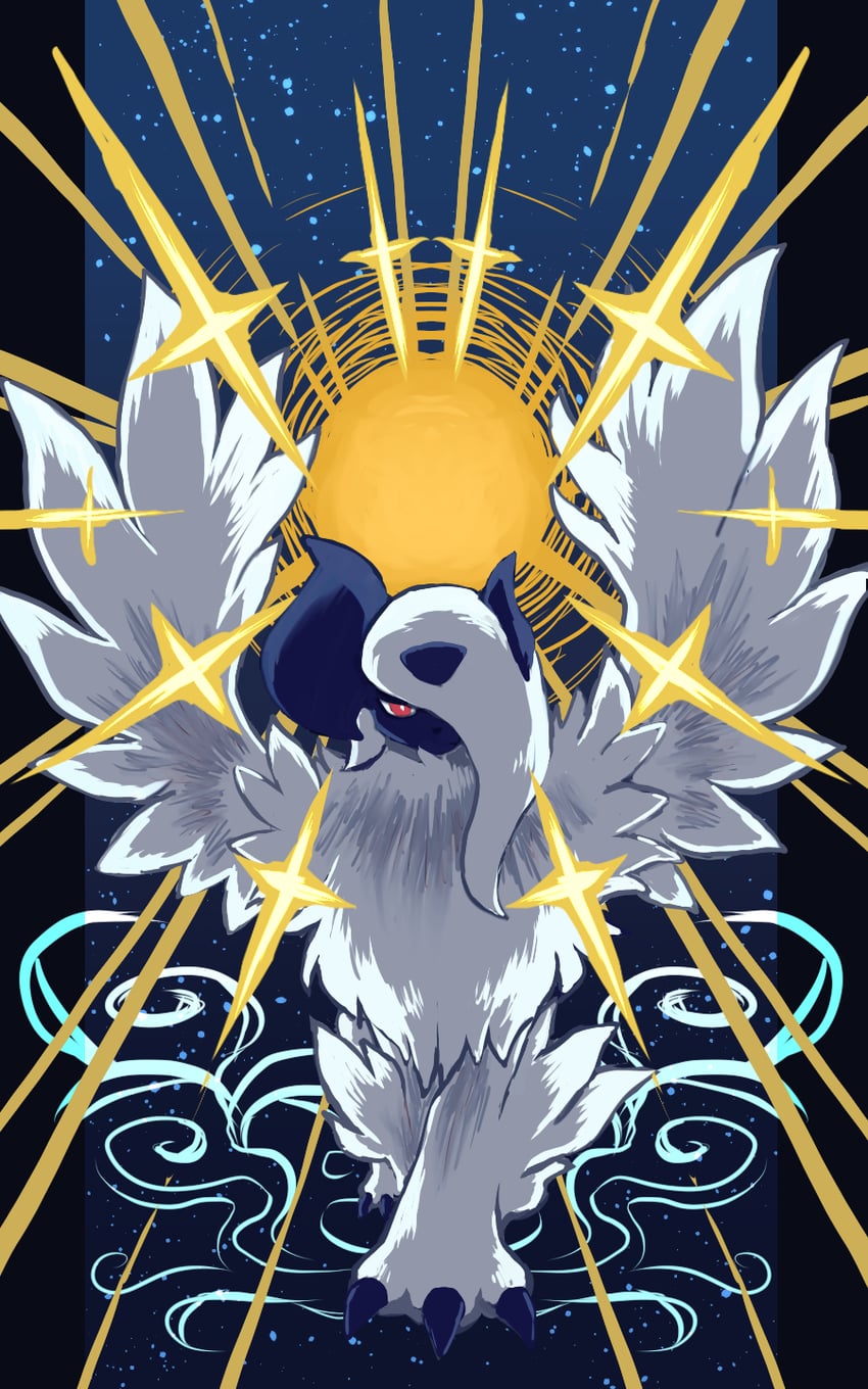 absol and mega absol (pokemon) drawn by 7_phi_3