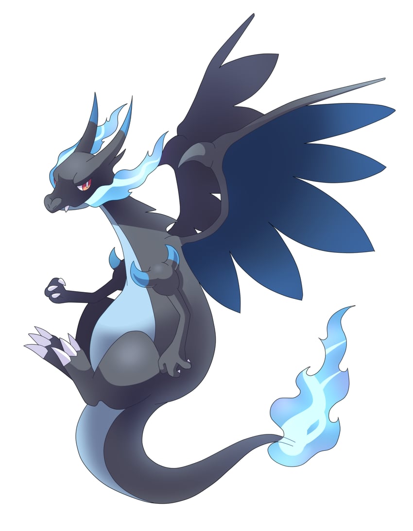 charizard and mega charizard x (pokemon) drawn by yon_(4km_105)