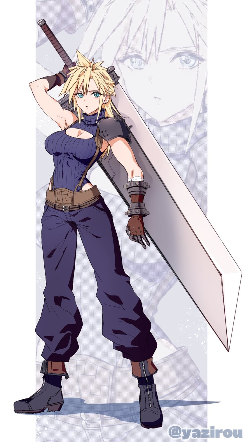 cloud strife (final fantasy and 1 more) drawn by yajiro_masaru
