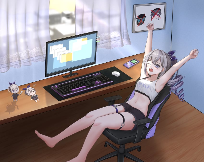 silver wolf, herta, and screwllum (honkai and 1 more) drawn by lokk