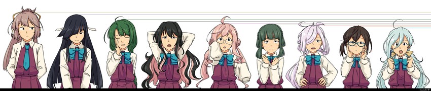naganami, kiyoshimo, makigumo, yuugumo, asashimo, and 4 more (kantai collection) drawn by fujinoki_(horonabe-ken)