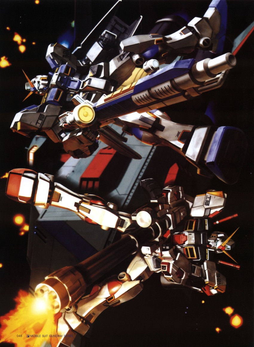 gundam g04 and gundam g05 (gundam and 1 more) drawn by morishita_naochika