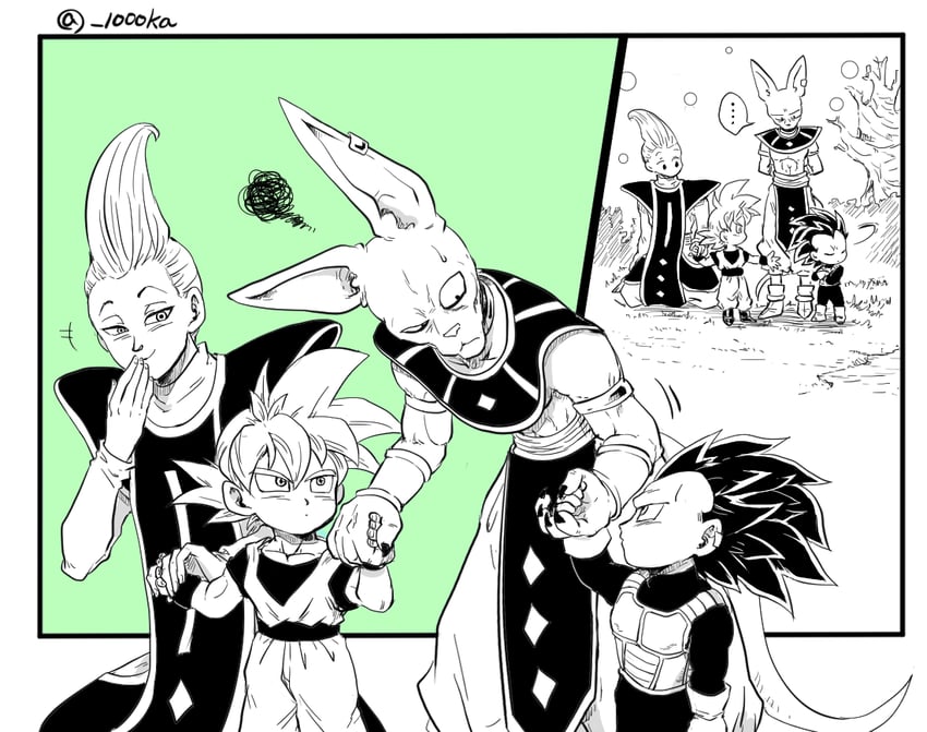 son goku, vegeta, beerus, and whis (dragon ball and 1 more) drawn by senka-san
