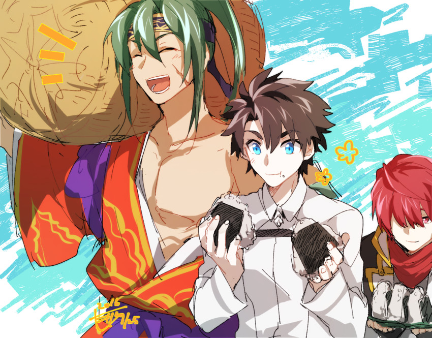 fujimaru ritsuka, fuuma kotarou, and tawara touta (fate and 1 more) drawn by minazaka