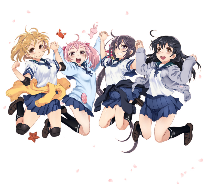 ushio, akebono, sazanami, and oboro (kantai collection) drawn by sumeragi_hamao