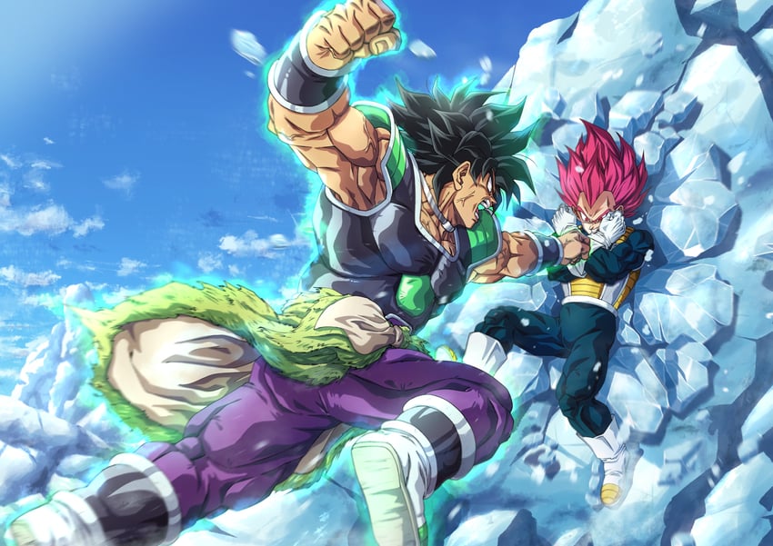 vegeta and broly (dragon ball and 2 more) drawn by mocky_art