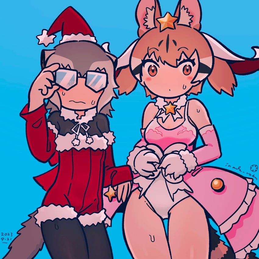 meerkat and large-spotted genet (kemono friends) drawn by inada_roku