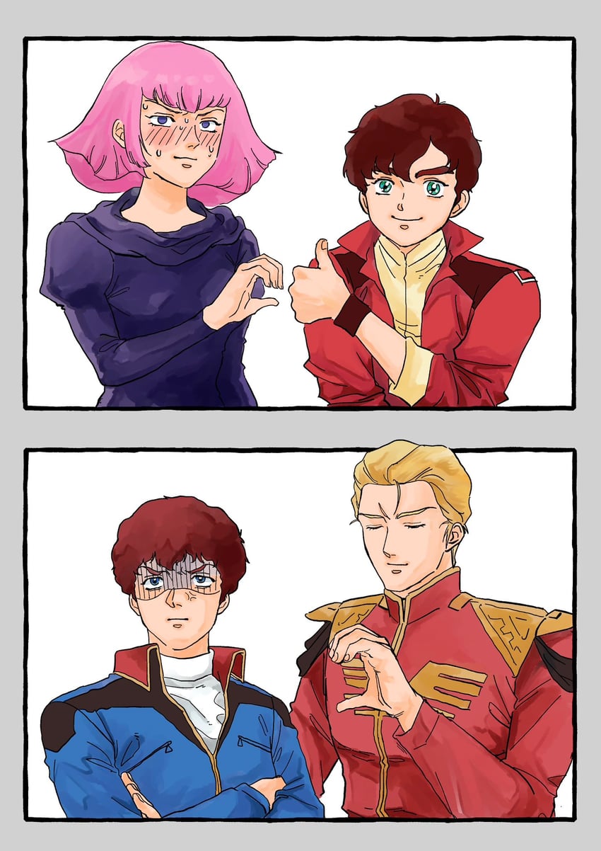 char aznable, amuro ray, haman karn, and judau ashta (gundam and 1 more) drawn by eko_(eiko_qn)