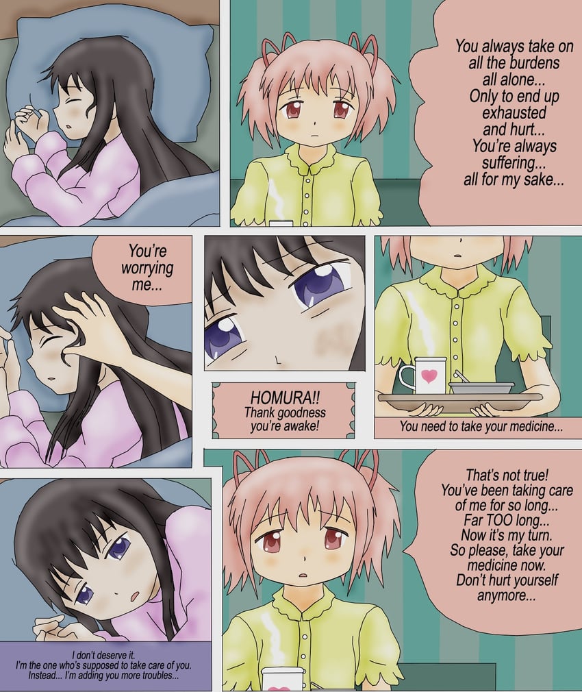 akemi homura and kaname madoka (mahou shoujo madoka magica) drawn by majka626
