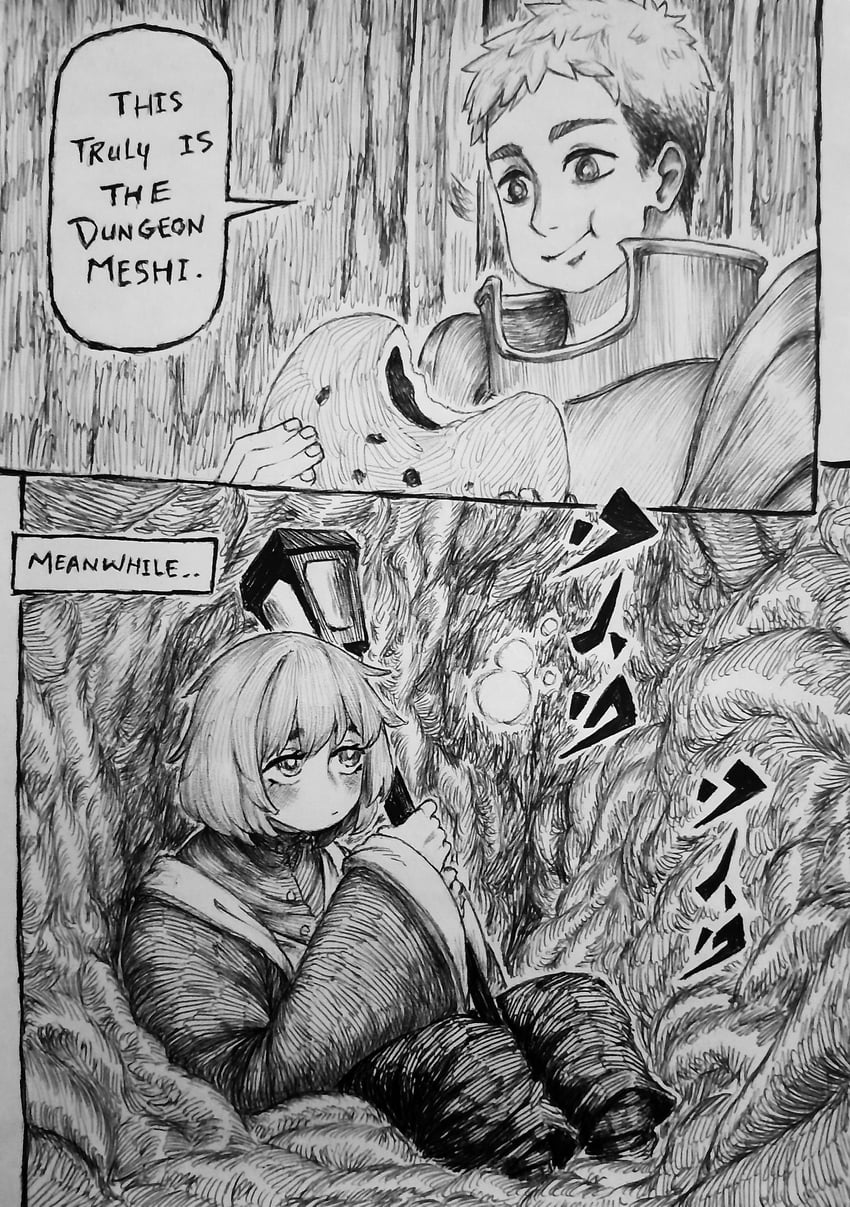 falin touden and laios touden (dungeon meshi) drawn by chronozbergh