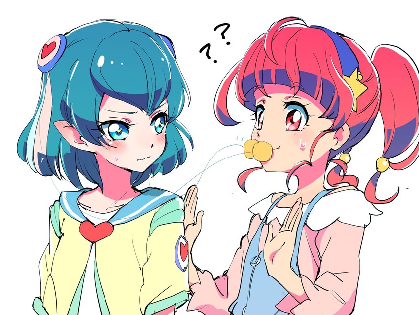 hagoromo lala and hoshina hikaru (precure and 1 more) drawn by azuma_yukihiko