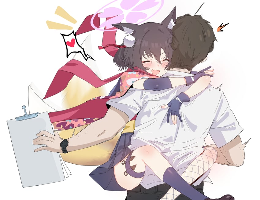 sensei and izuna (blue archive) drawn by seikimatsu_rori