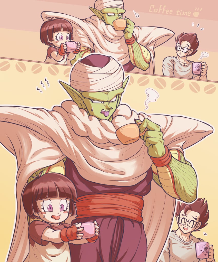 son gohan, pan, and piccolo (dragon ball and 2 more) drawn by koukyouji