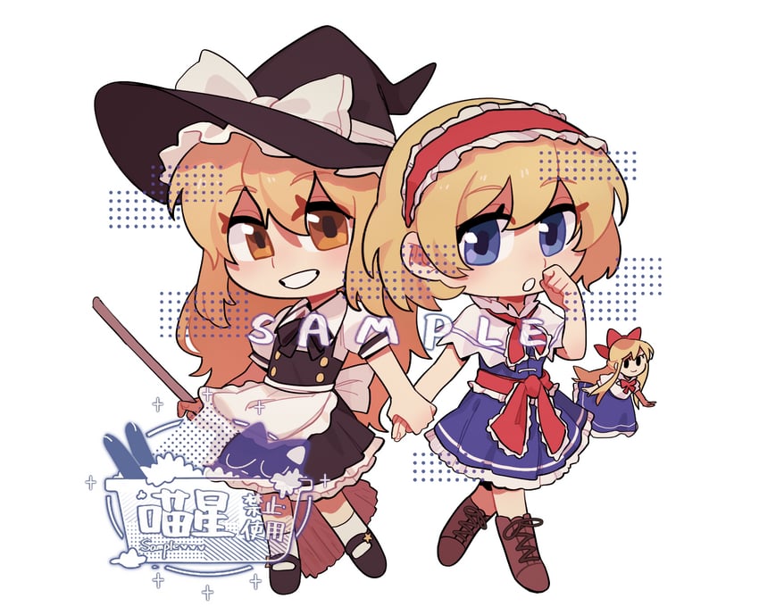 kirisame marisa, alice margatroid, and shanghai doll (touhou) drawn by meowzng