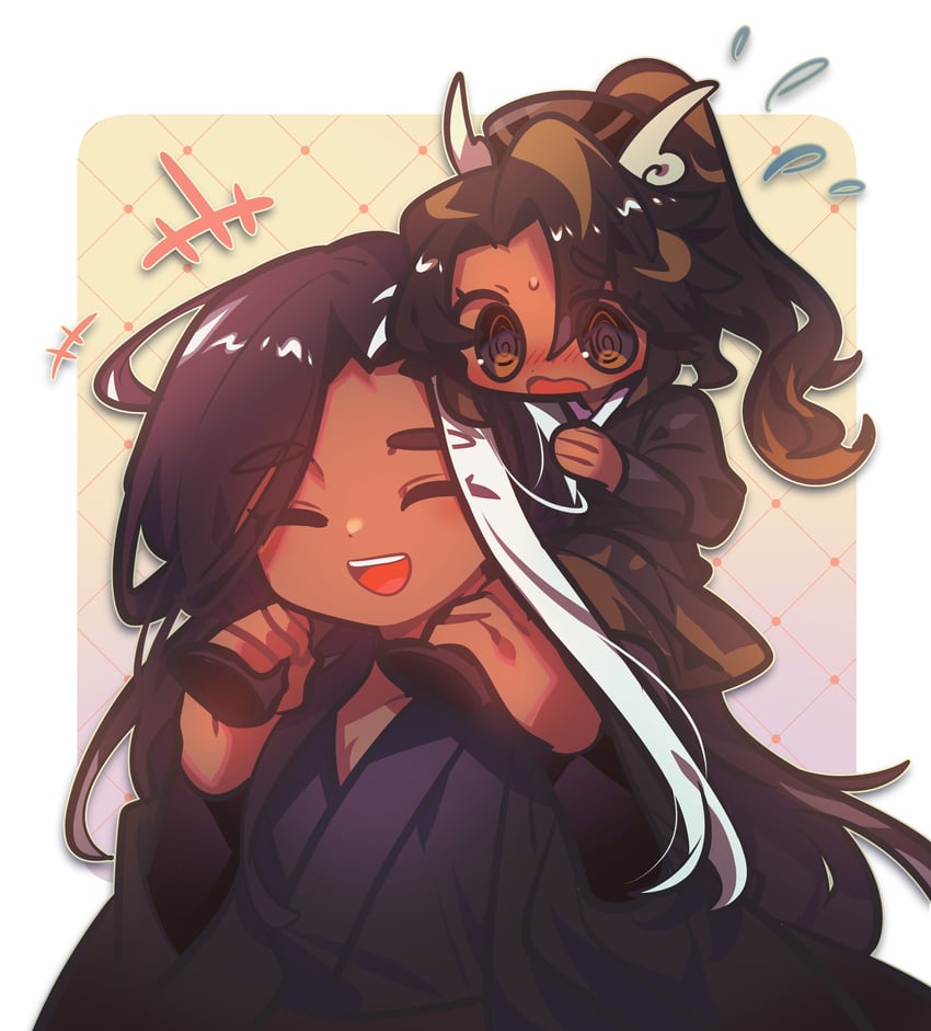 dark cacao cookie and caramel arrow cookie (cookie run and 1 more) drawn by omoyu_(nakyu715)